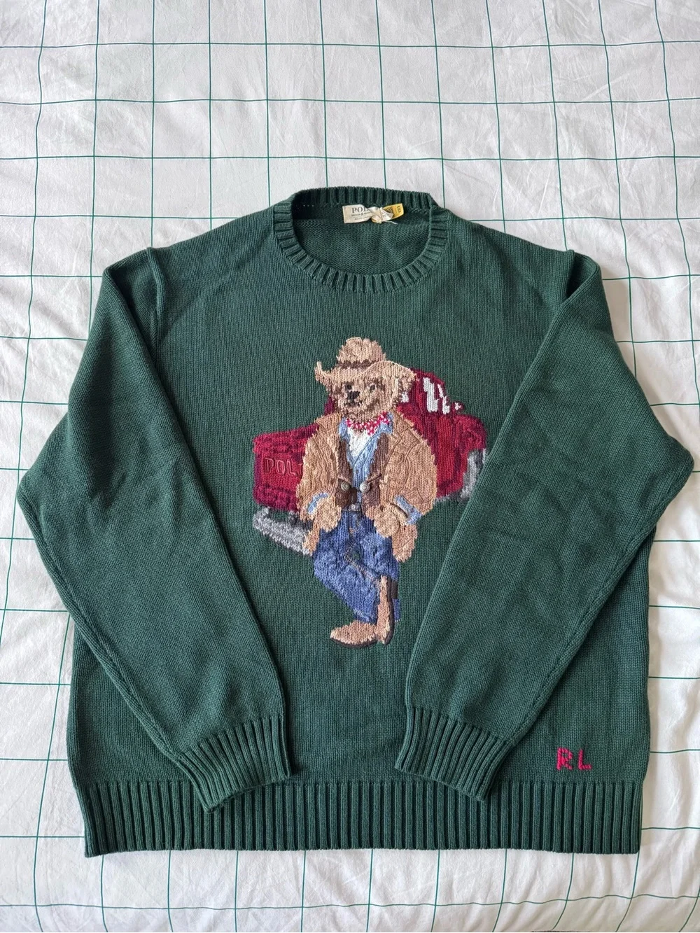 Polo by Ralph Lauren Forest Green Bear Crewneck Sweater